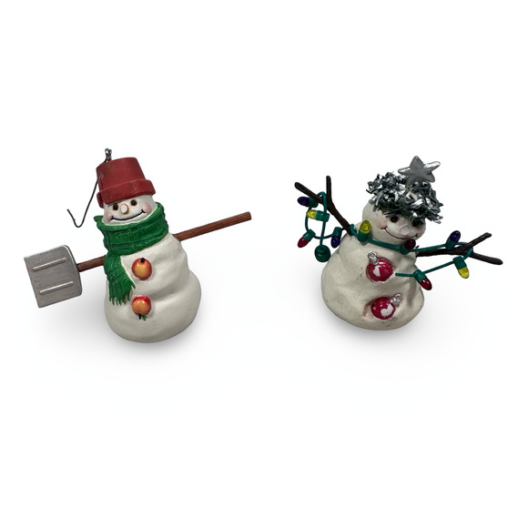 Vintage Hallmark Jan Karon Christmas Snowman Ornament Y2K Holiday Lot of 2 READ - Picture 1 of 9